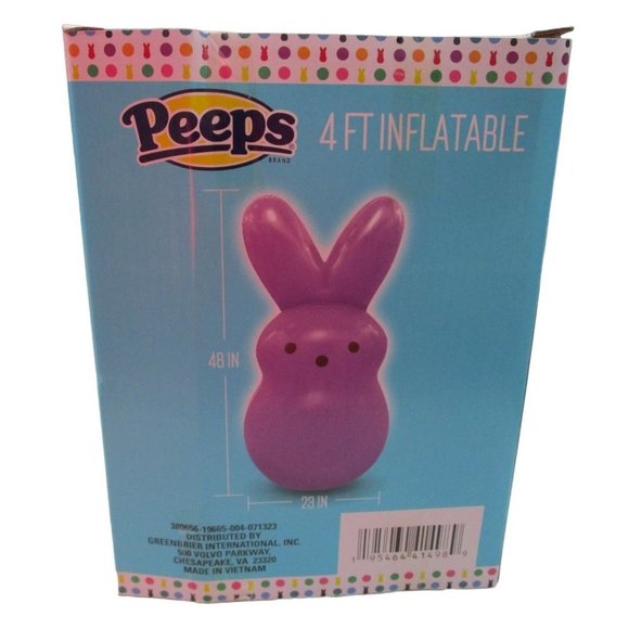 Purple Easter Bunny Inflatable Peep New In Box 4ft Tall Solid Pastel Color - Picture 3 of 12